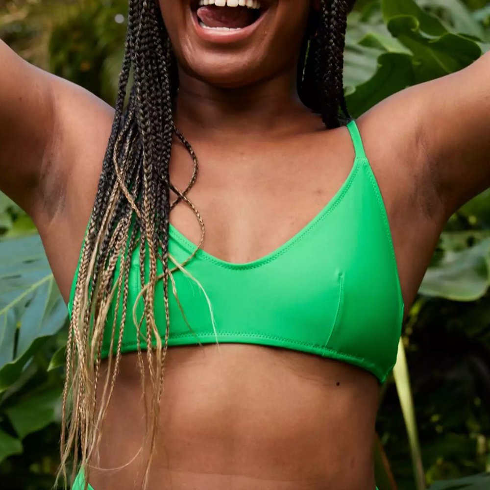 Aerie V Scoop Bikini Top in Green Pop